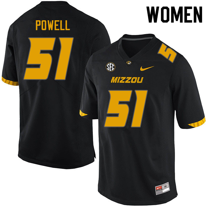 Women #51 Zeke Powell Missouri Tigers College Football Jerseys Sale-Black - Click Image to Close